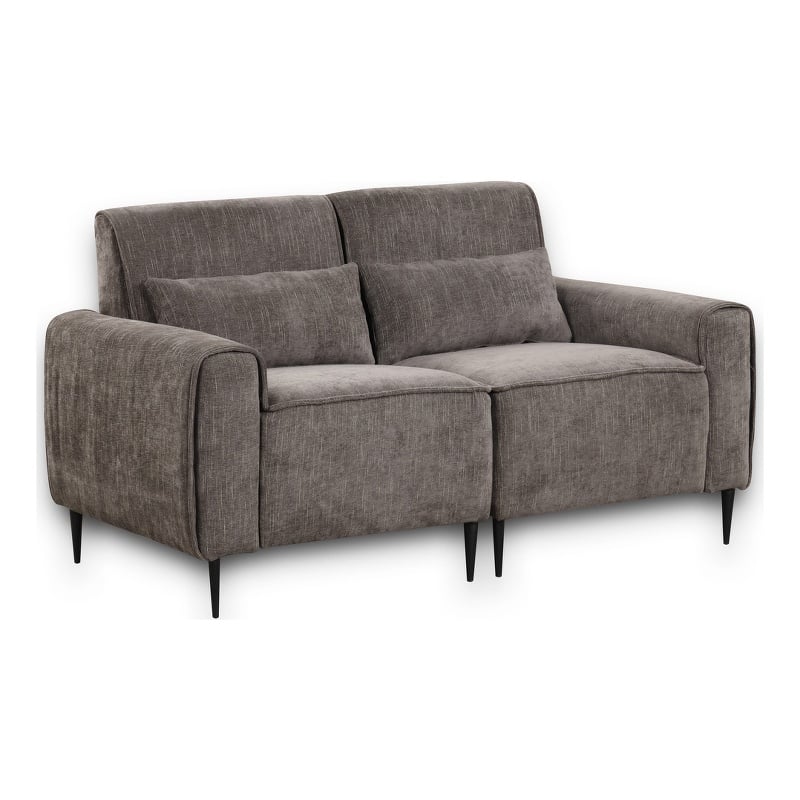 Valentina Gray Chenille Loveseat with Metal Legs and Throw Pillows