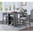 Graham 3-Piece Gray Finish Counter Height Dining Table with Shelves and 2 Chairs