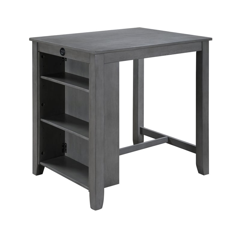 Graham 3-Piece Gray Finish Counter Height Dining Table with Shelves and 2 Chairs
