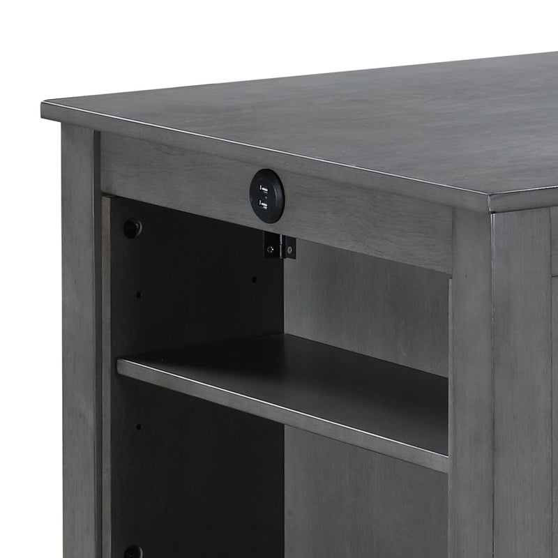 Graham 3-Piece Gray Finish Counter Height Dining Table with Shelves and 2 Chairs