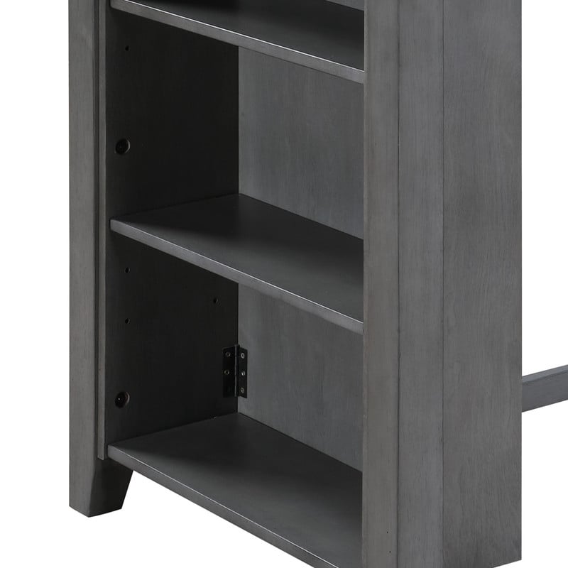 Graham 3-Piece Gray Finish Counter Height Dining Table with Shelves and 2 Chairs