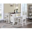 Graham 3-Piece White Finish Counter Height Dining Table Shelves and 2 Chairs