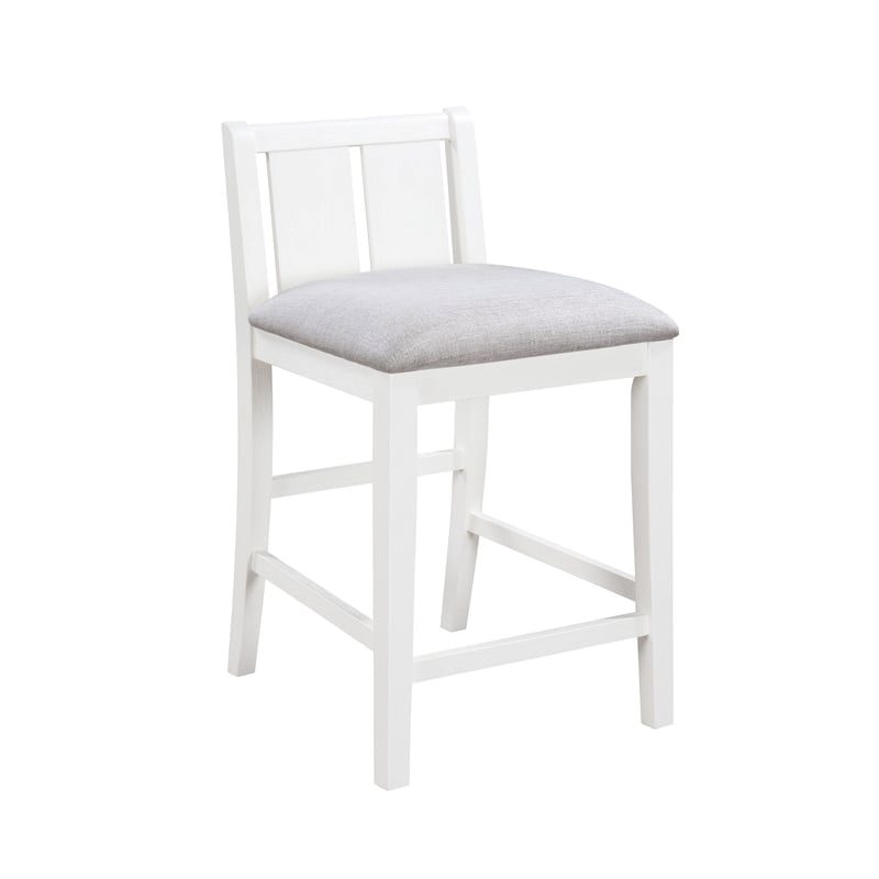 Graham 3-Piece White Finish Counter Height Dining Table Shelves and 2 Chairs