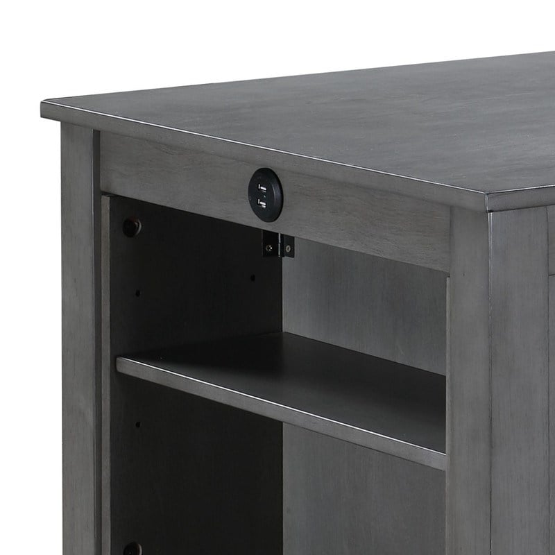 Graham Gray Finish Counter Height Dining Table USB Charging Ports and Shelves