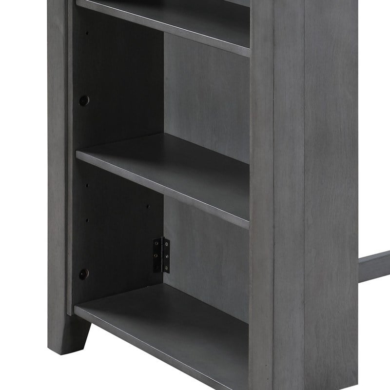 Graham Gray Finish Counter Height Dining Table USB Charging Ports and Shelves