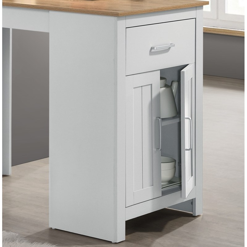 Alonzo Oak and White Wood Counter Height Dining Table with Drawer and Cabinet