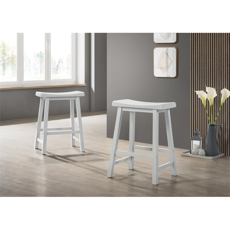 Set of 2 Alonzo White Backless Ergonomic Counter Height Stool
