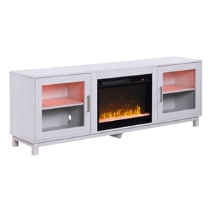 Summit 70&quot White Walnut Finish Engineered Wood TV Stand Fireplace with Heater