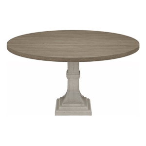 Tannen 59&quotW Round White and Gray Engineered Wood Dining Table