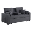 Cody II 69.5&quotW Drk Gray Linen Sleeper Loveseat+Console+CupHld+USB+Pkt Coil Seat