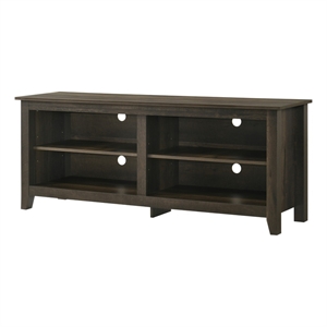 Trove 58&quotW Dark Dusty Oak Engineered Wood TV Stand w Open Shelves + Cable Mngmt