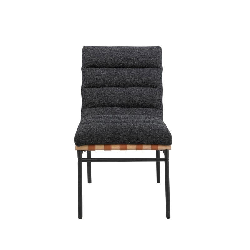 Lahni Black Boucle Fabric Set of 2 Dining Chair with Black Iron Legs