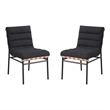 Lahni Black Boucle Fabric Set of 2 Dining Chair with Black Iron Legs