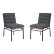 Lahni Dark Gray Boucle Fabric Set of 2 Dining Chair with Black Iron Legs
