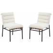 Lahni White Boucle Fabric Set of 2 Dining Chair with Black Iron Legs