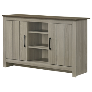 Nyla 47&quotW Gray Oak Wood Console/Buffet Table/Sideboard w Shelves & Cabinet Doors
