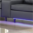 Genesis Black PVC Fabric Living Room Set w/ LED+USB+Strg+Cuphldrs+Tuft. Cushions