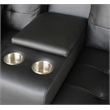 Genesis Black PVC Fabric Living Room Set w/ LED+USB+Strg+Cuphldrs+Tuft. Cushions