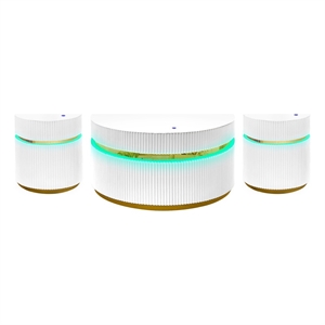 tavita 3-piece round white wood coffee table set with glass top and led lights