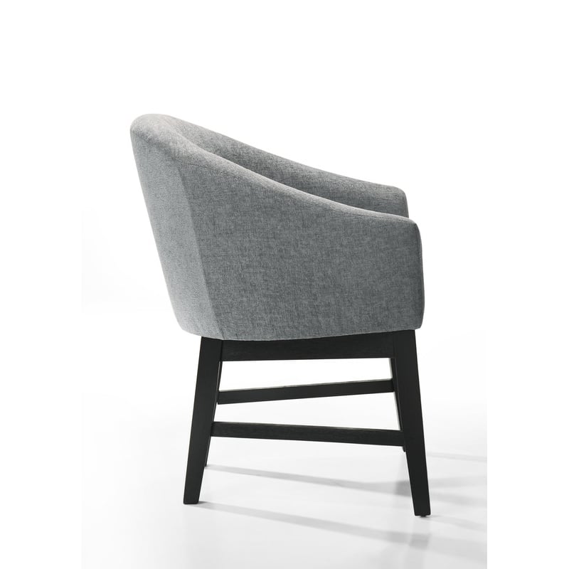 Haven Set of 2 Gray Fabric Barrel Dining Chair with Black Finish Legs