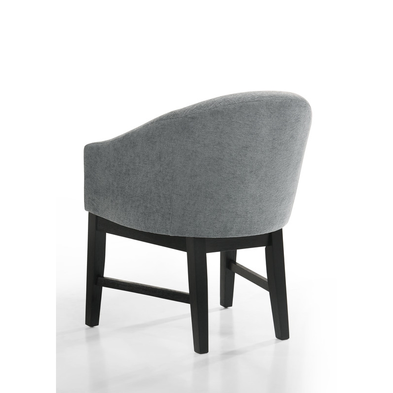 Haven Set of 2 Gray Fabric Barrel Dining Chair with Black Finish Legs