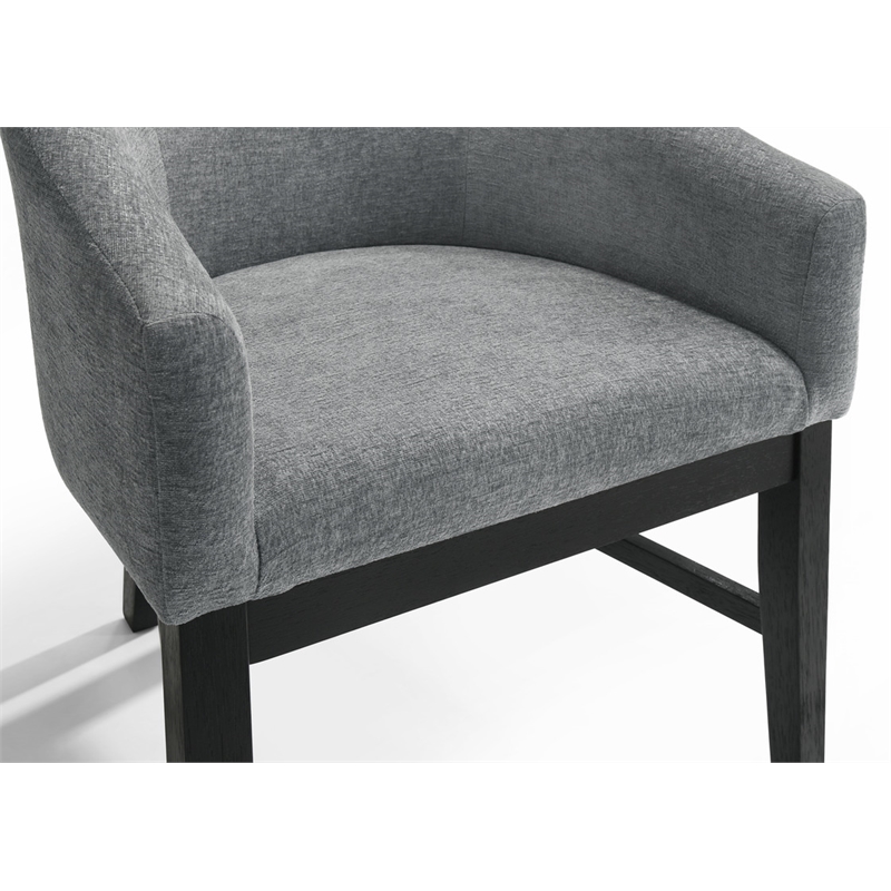 Haven Set of 2 Gray Fabric Barrel Dining Chair with Black Finish Legs