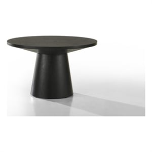 Grantham Black Wood 29&quotW Round Coffee Table with Pedestal Base