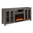 Ellington 70&quot Gray Walnut Engineered Wood Fireplace TV Console w/LED+Heater+Shlv