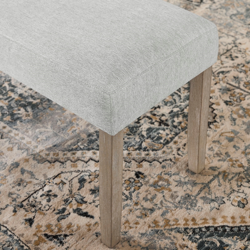 Tabitha Light Oak Wood Finish Dining Bench with Light Gray Fabric