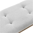 Darla Walnut Oak Wood Dining Bench in Light Gray Fabric with Tufting