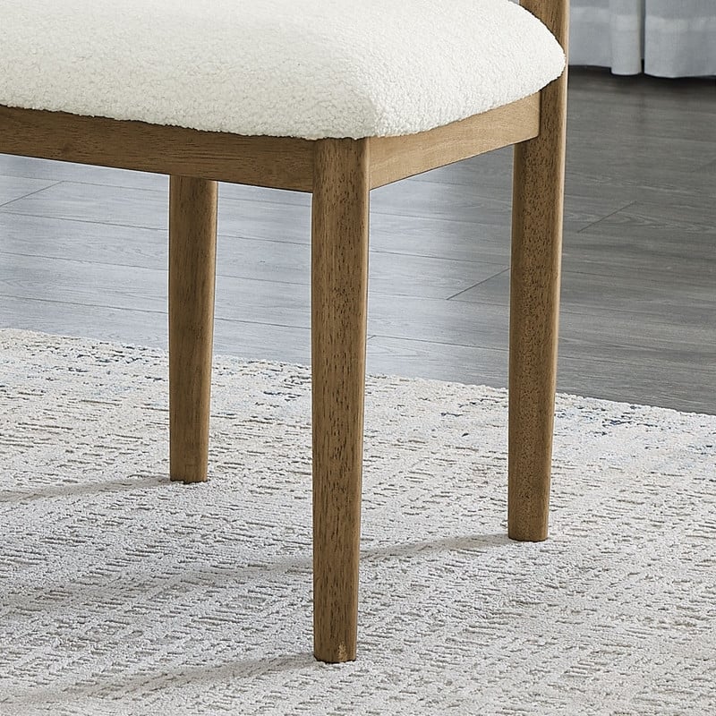 Darla Set of 2 Walnut Oak Wood Dining Side Chairs with Beige Sherpa Fabric