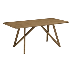 Darla 70&quotW Rectangular Walnut Oak Wood Geometric Cross Base Dining Table
