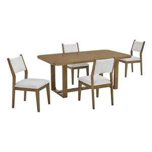 Darla 5Pc 72&quotW Rectangular Walnut Oak Wood Finish Sled Dining Set