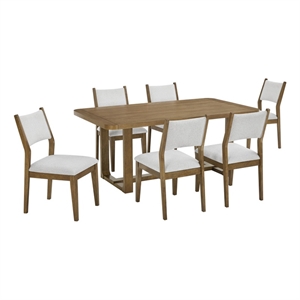 Darla 7Pc 72&quotW Rectangular Walnut Oak Wood Finish Sled Dining Set