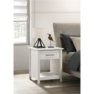 Celeste 20&quotW White Engineered Wood 1-Drawer Nightstand Bedside Table