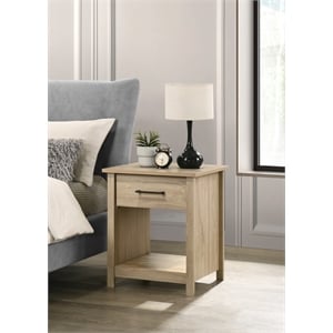 Celeste 20&quotW Light Oak Finish Engineered Wood 1-Drawer Nightstand Bedside Table