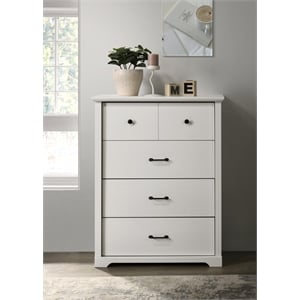 Elara 32&quotW White Engineered Wood 4-Drawer Chest with Black Handles
