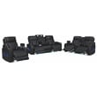 Jazz Black Faux Leather Pwr Recl. 3PC Set+BT Spkrs+LED+Wrls Chrg+USB+Cuphldrs