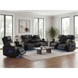 Jazz Black Faux Leather Pwr Recl. 3PC Set+BT Spkrs+LED+Wrls Chrg+USB+Cuphldrs
