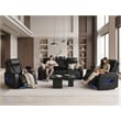 Jazz Black Faux Leather Pwr Recl. 3PC Set+BT Spkrs+LED+Wrls Chrg+USB+Cuphldrs