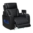 Jazz Black Faux Leather Pwr Recl. 3PC Set+BT Spkrs+LED+Wrls Chrg+USB+Cuphldrs