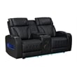 Jazz Black Faux Leather Pwr Recl. 3PC Set+BT Spkrs+LED+Wrls Chrg+USB+Cuphldrs