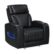 Jazz Black Faux Leather Pwr Recl. 3PC Set+BT Spkrs+LED+Wrls Chrg+USB+Cuphldrs