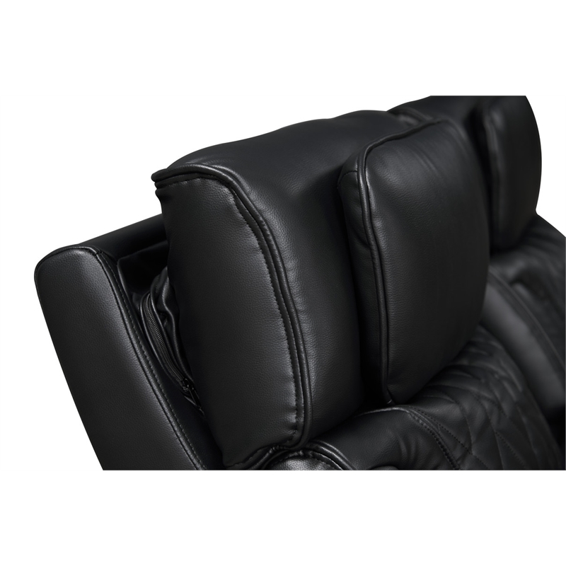 Jazz Black Faux Leather Pwr Recl. 3PC Set+BT Spkrs+LED+Wrls Chrg+USB+Cuphldrs