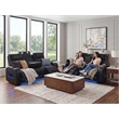 Jazz Black Faux Leather Pwr Recl.Sofa LS Set+BT Spkrs+LED+Wrls Chrg+USB+Cuphldrs