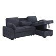 Mackenzie 91&quotW Charcoal Chenille Rev.Sleeper Sect. Storage+Cuphldrs+USB Ports