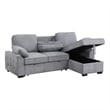 Mackenzie 91&quotW Light Gray Chenille Rev.Sleeper Sect. Storage+Cuphldrs+USB Ports