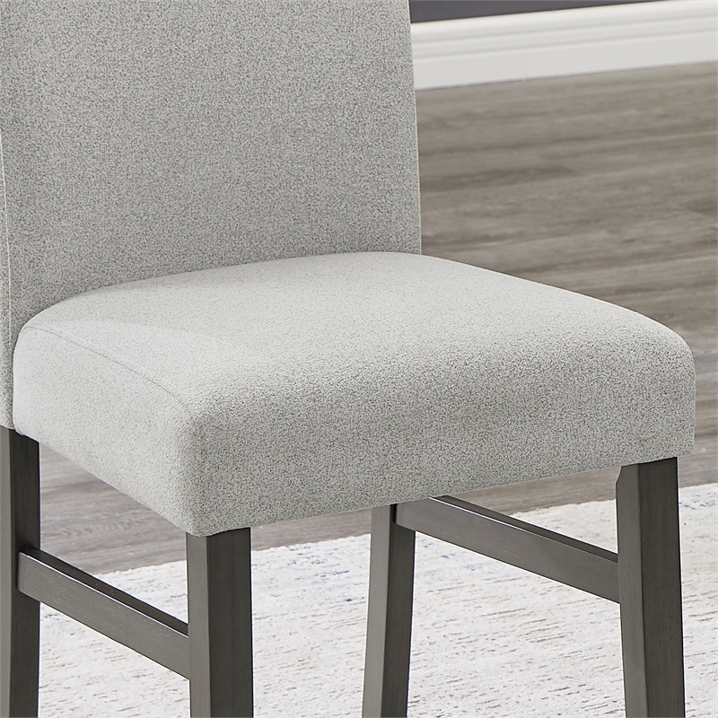 Selena Set of 2 Light Gray Fabric Parsons Dining Side Chairs with Gray Wood Legs