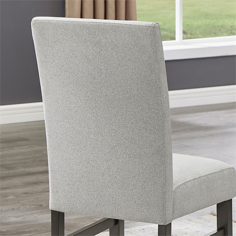 Selena Set of 2 Light Gray Fabric Parsons Dining Side Chairs with Gray Wood Legs