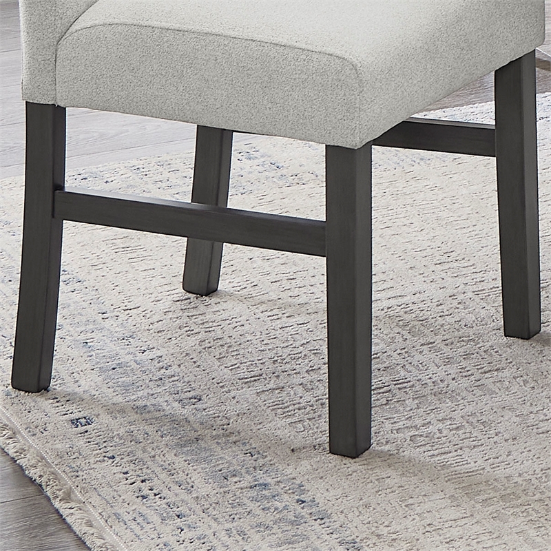 Selena Set of 2 Light Gray Fabric Parsons Dining Side Chairs with Gray Wood Legs